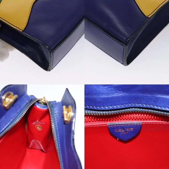 CELINE Chain Shoulder Bag Leather Multicolor Gold Auth BD096AV - Picture 13 of 14